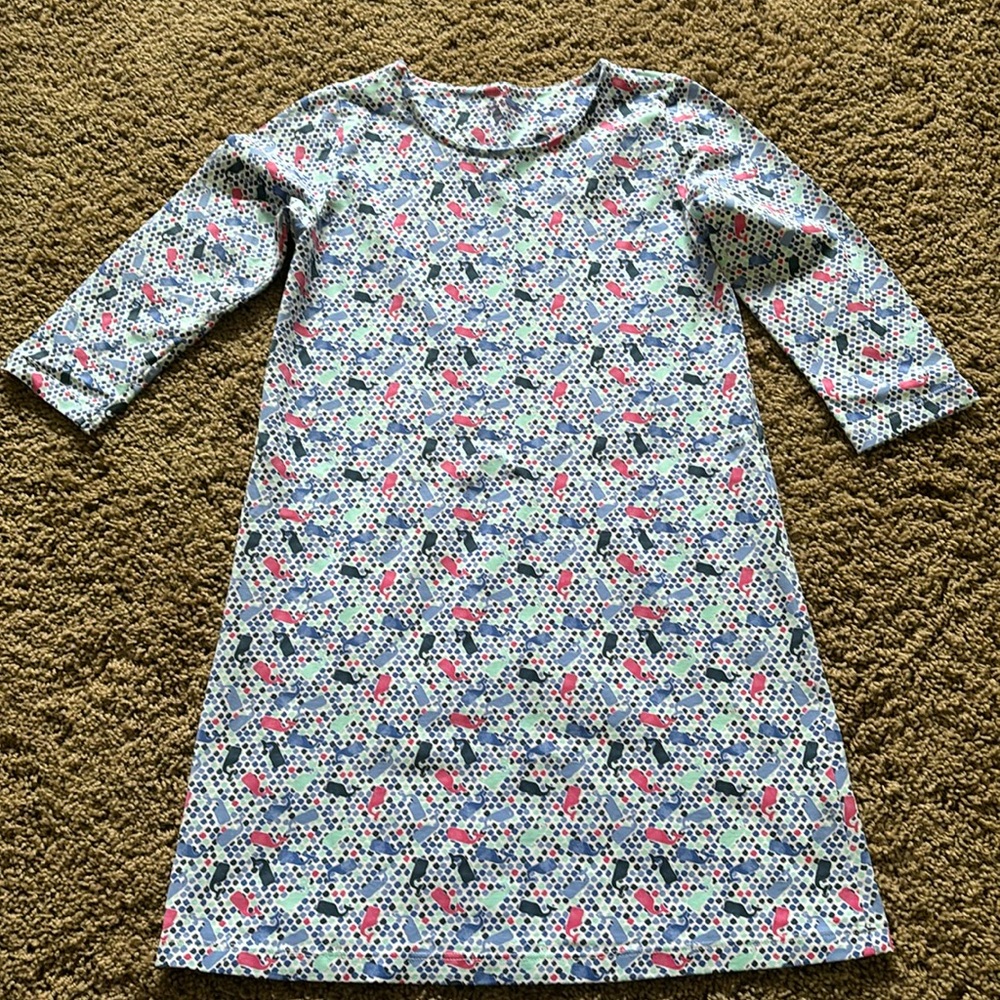 Vineyard Vines Whale Logo Print 3/4 Sleeve Dress